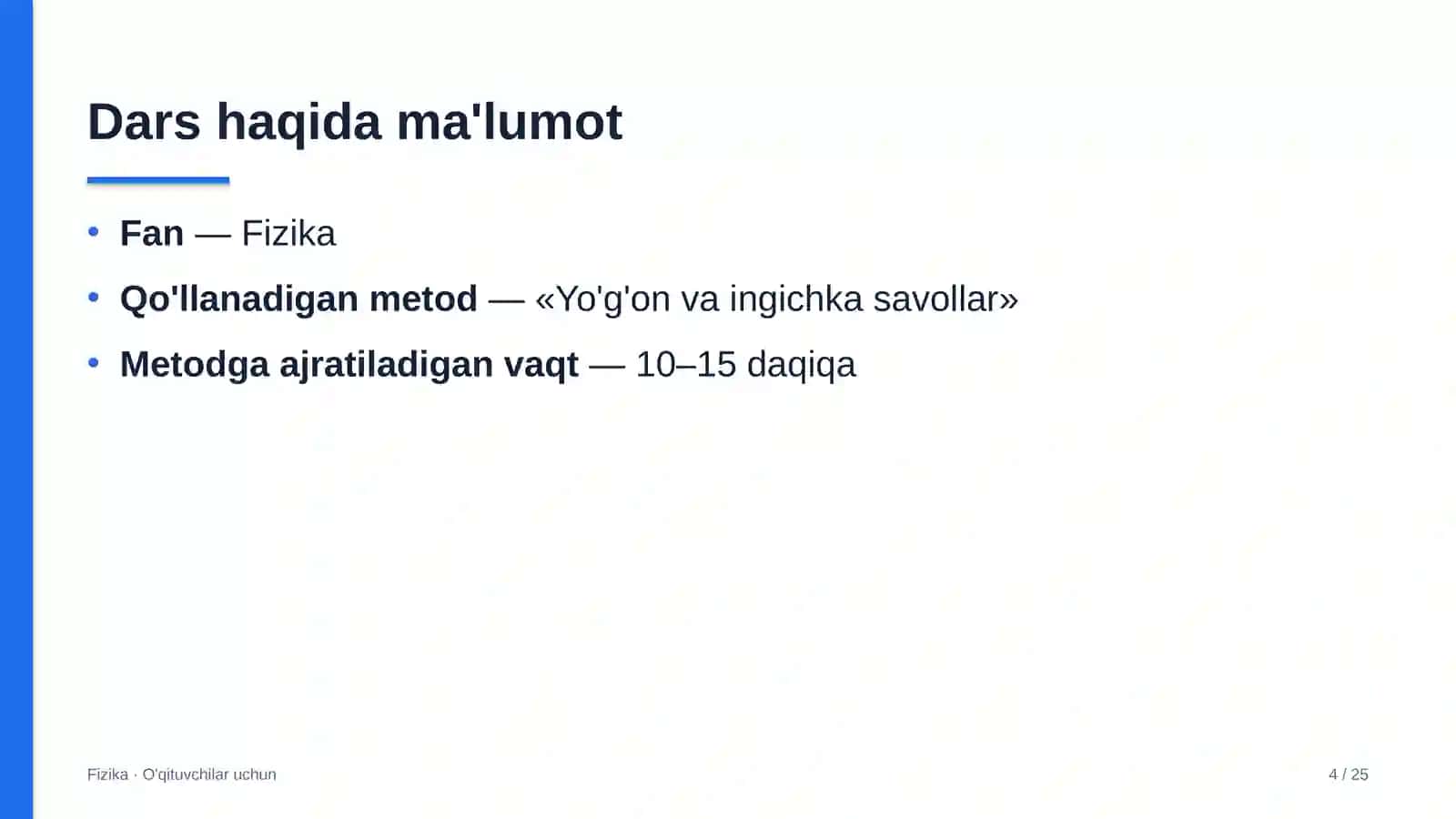 fizika darslarida yo'g'on va ingichka savollar metodidan foydalanish 9154 4