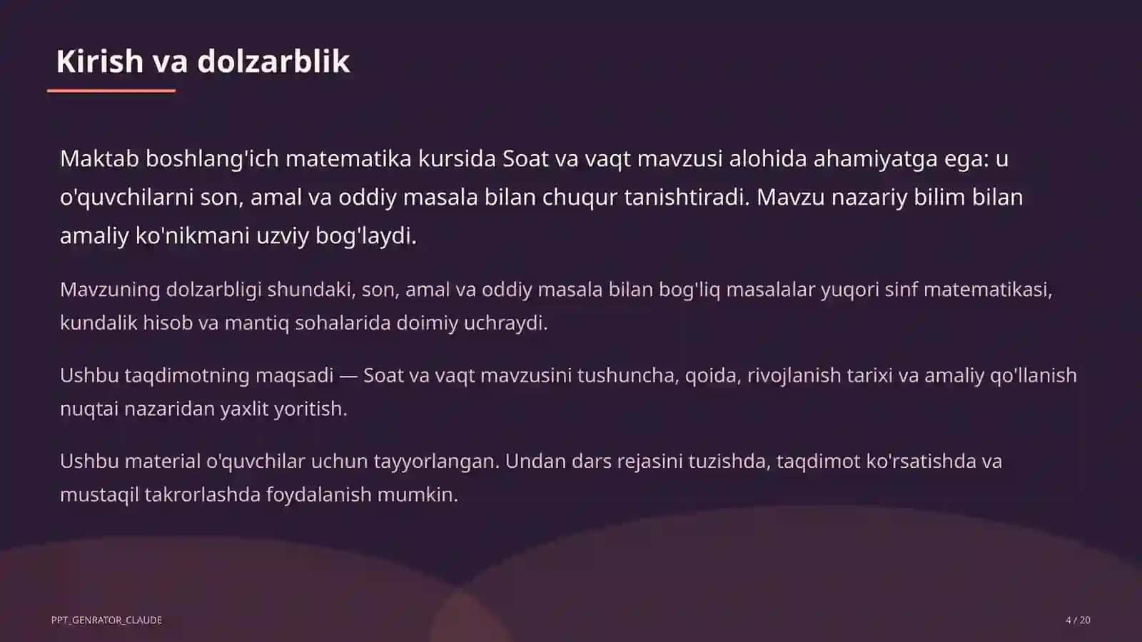 Soat va vaqt (1-sinf) 4