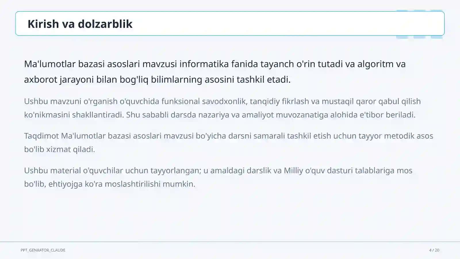 Ma'lumotlar bazasi asoslari (9-sinf) 4