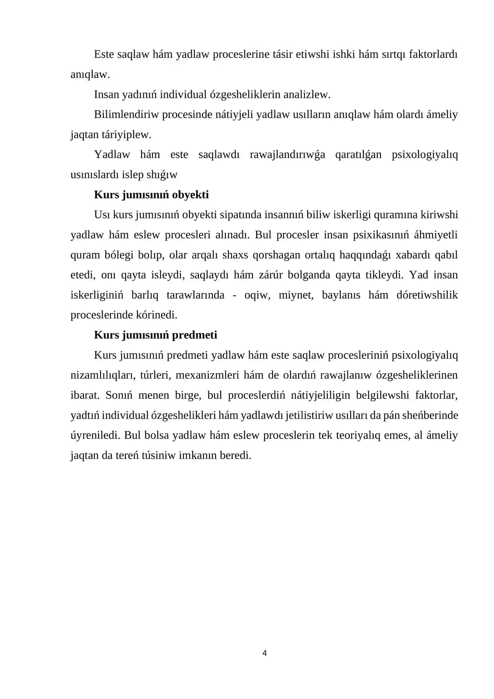 YAD HÁM ESLEW PROCESLERINIŃ PSIXOLOGIYALIQ TIYKARLARI 4
