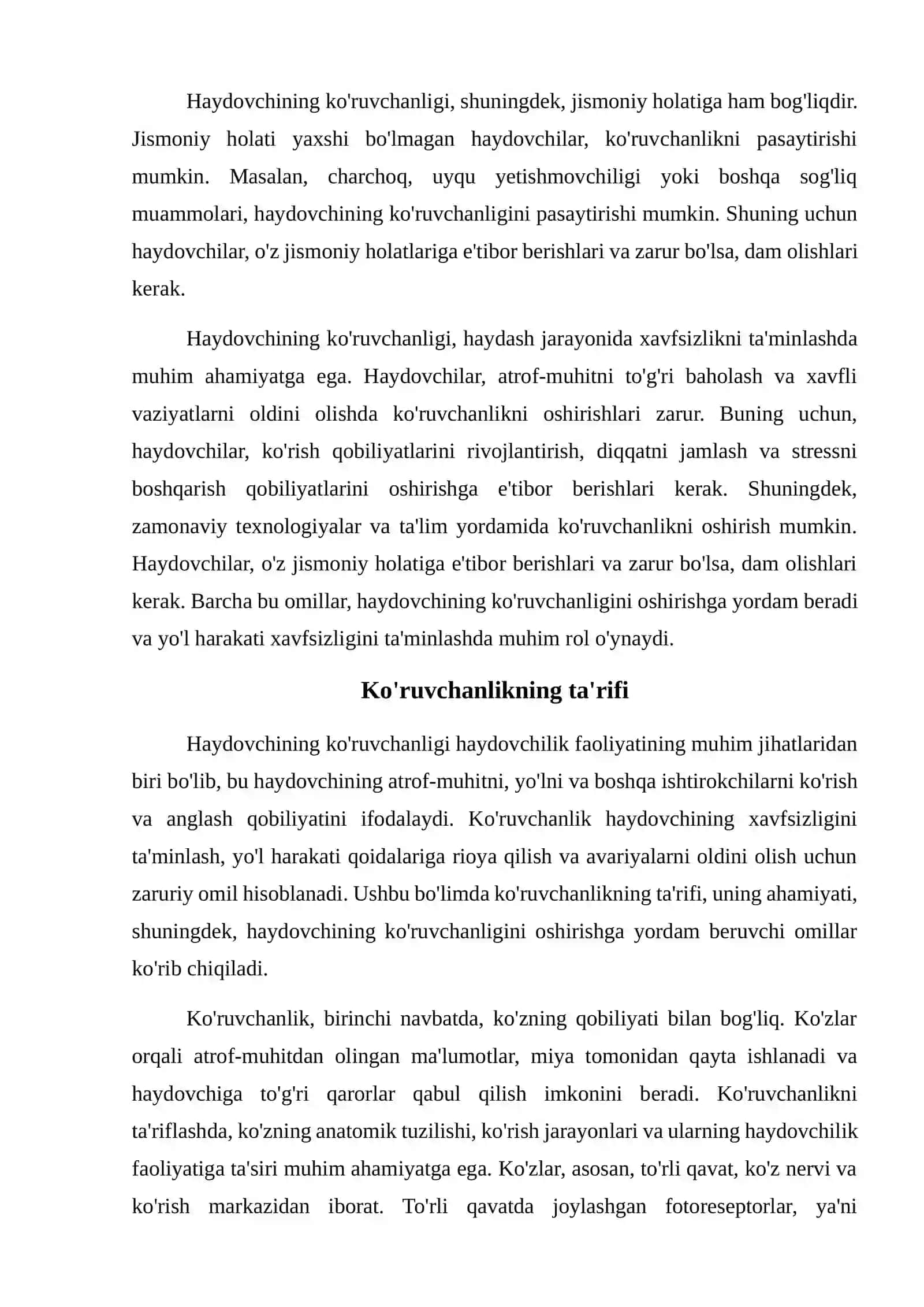 Haydovchining ko'ruvchanligi 4
