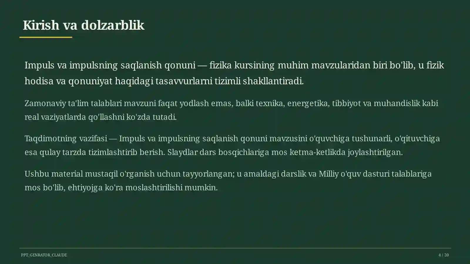 Impuls va impulsning saqlanish qonuni (9-sinf) 4