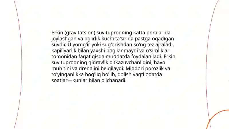 Gruntlar tarkibidagi suv turlari, tasnifi va tavsifi 4