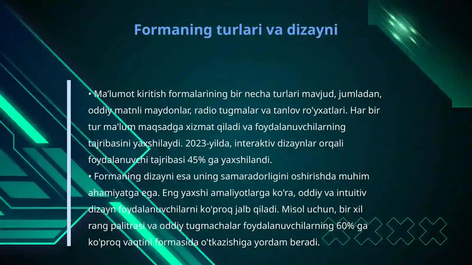 Maʼlumot kiritish formasini yaratish (Form) 4