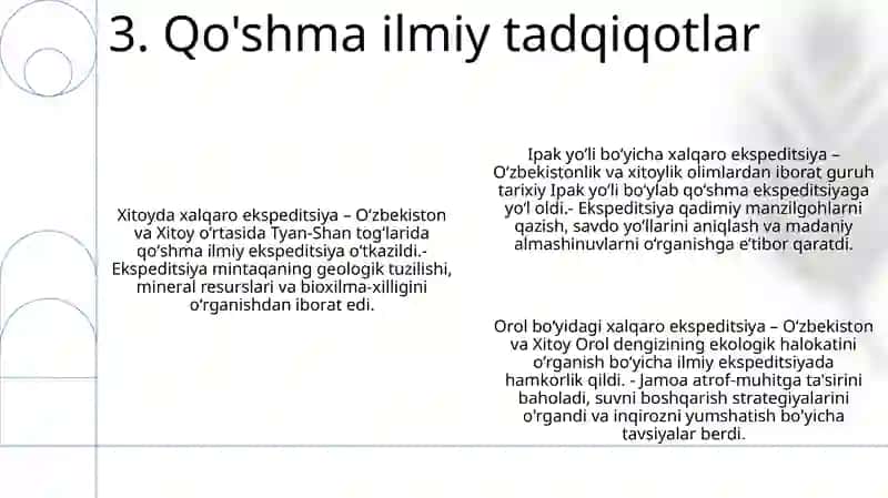 O‘zbekiston Va Xitoy Xalqaro Ekspeditsiyalari Faoliyati 4