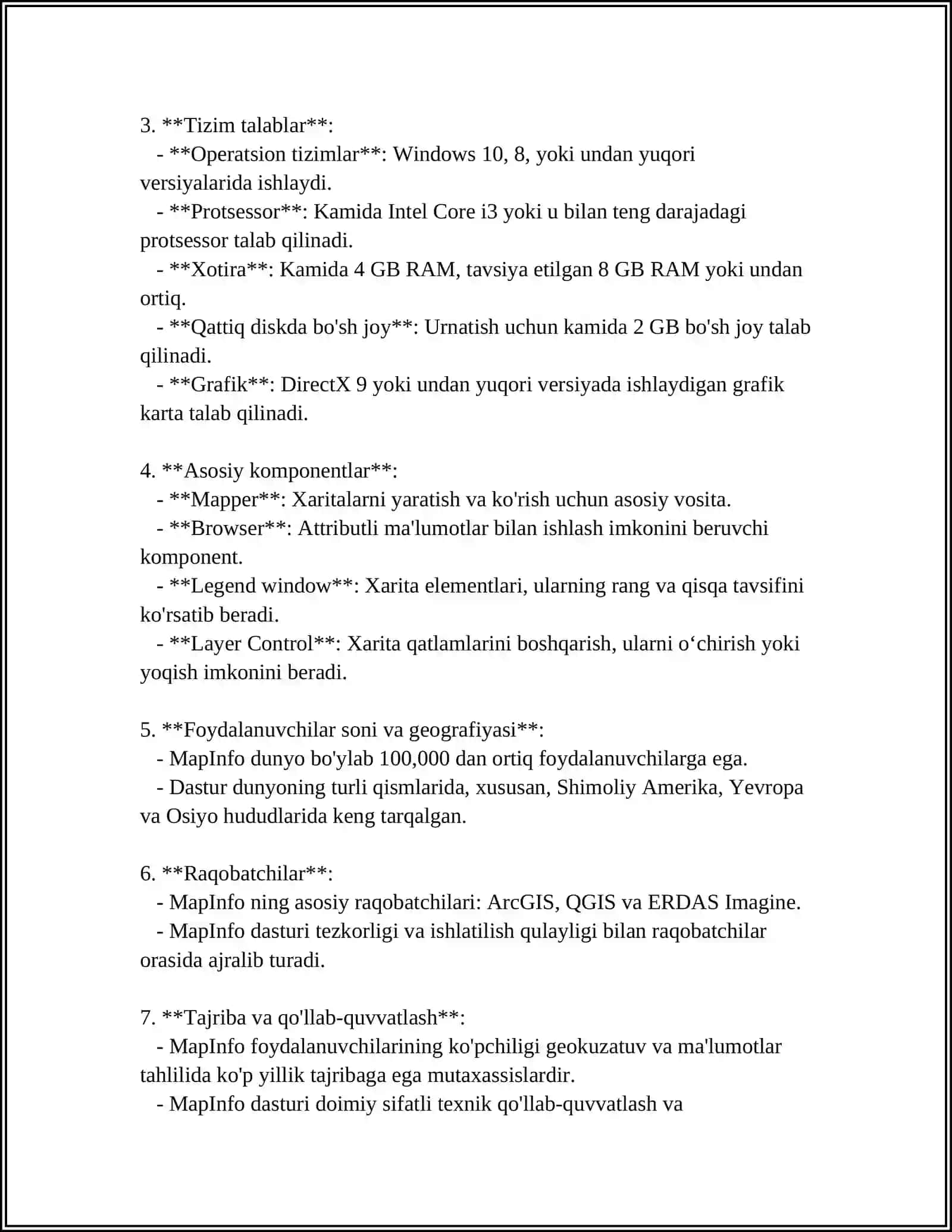 MAPINFO DASTURIY TIZIMI 4