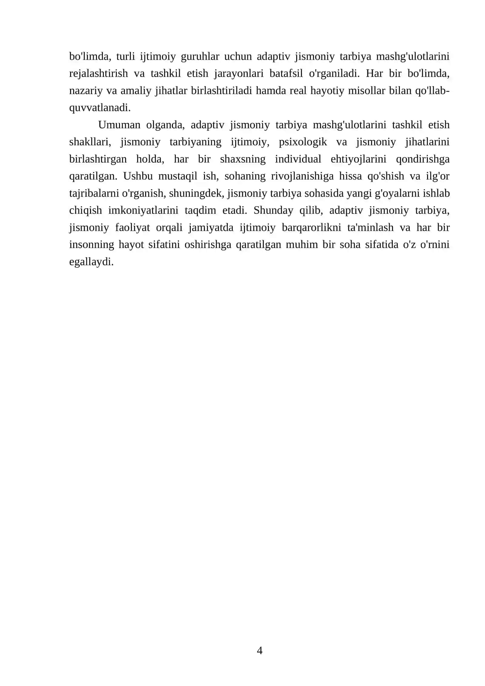 Adaptiv jismoniy tarbiya mashg’ulotlarini tashkil etish shakllari 4
