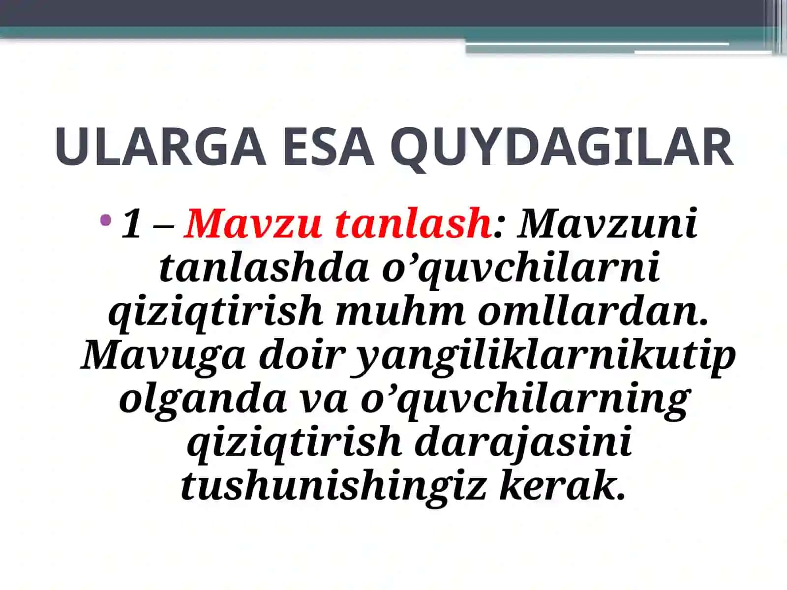 MAVZU  BO’YICHA DARS ISHLANMASINI TAYYORLASH 4