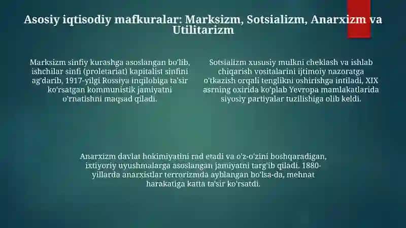 XIX asoroxiri- XXasrboshlarigaiqtisodiytaʼlimotlar 4
