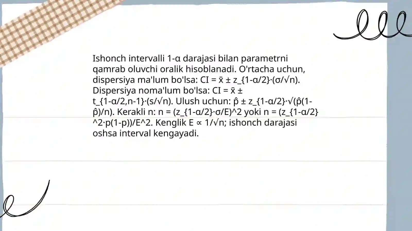 Muhim taqdimotlar parametirlari uchun interval 4