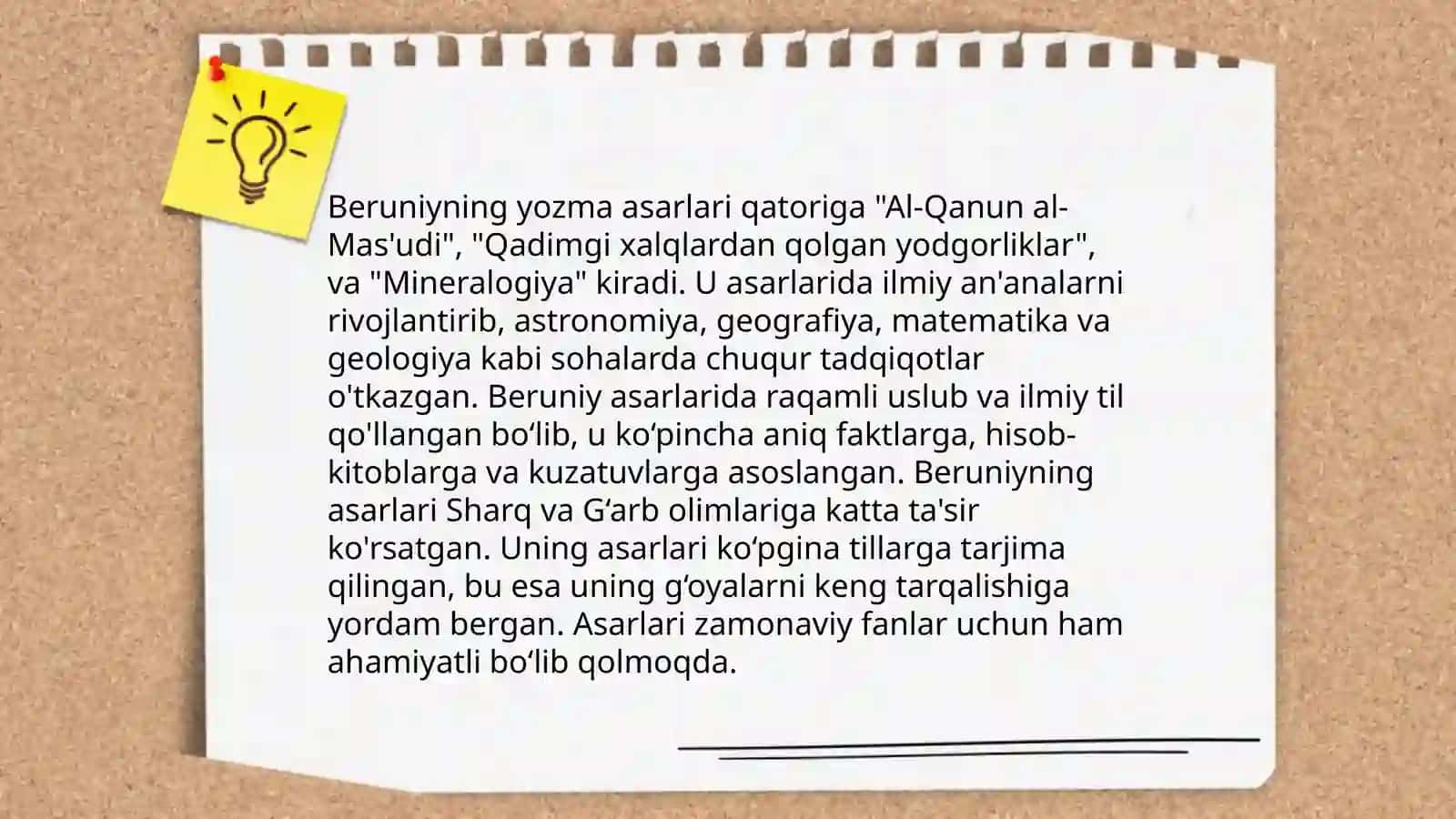 Beruniyning adabiyotga oid faoliyatini o'rganish 4