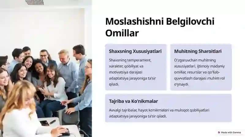 Adaptatsiya Jarayoni: Shaxs va Muhitning Uyğunlashuvi 4