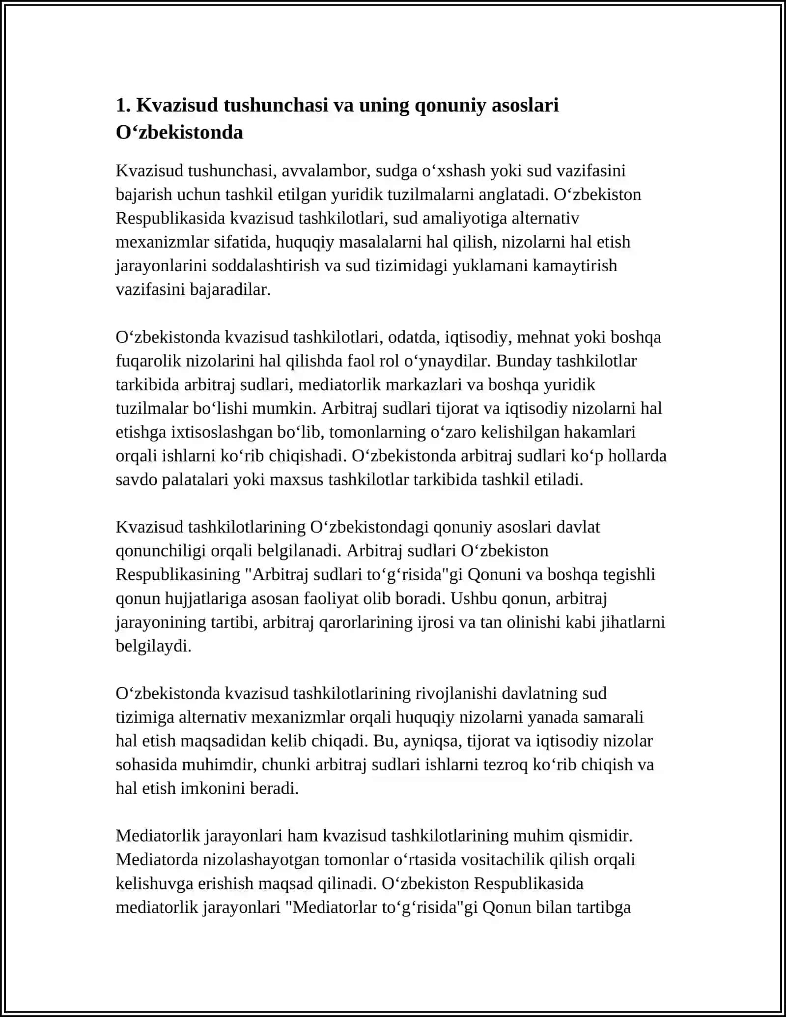 OʻZBEKISTON RESPUBLIKASIDA KVAZISUD TASHKILOTLARINING TIZIMI VA ULARNING HUQUQIY TAVSIFI 4