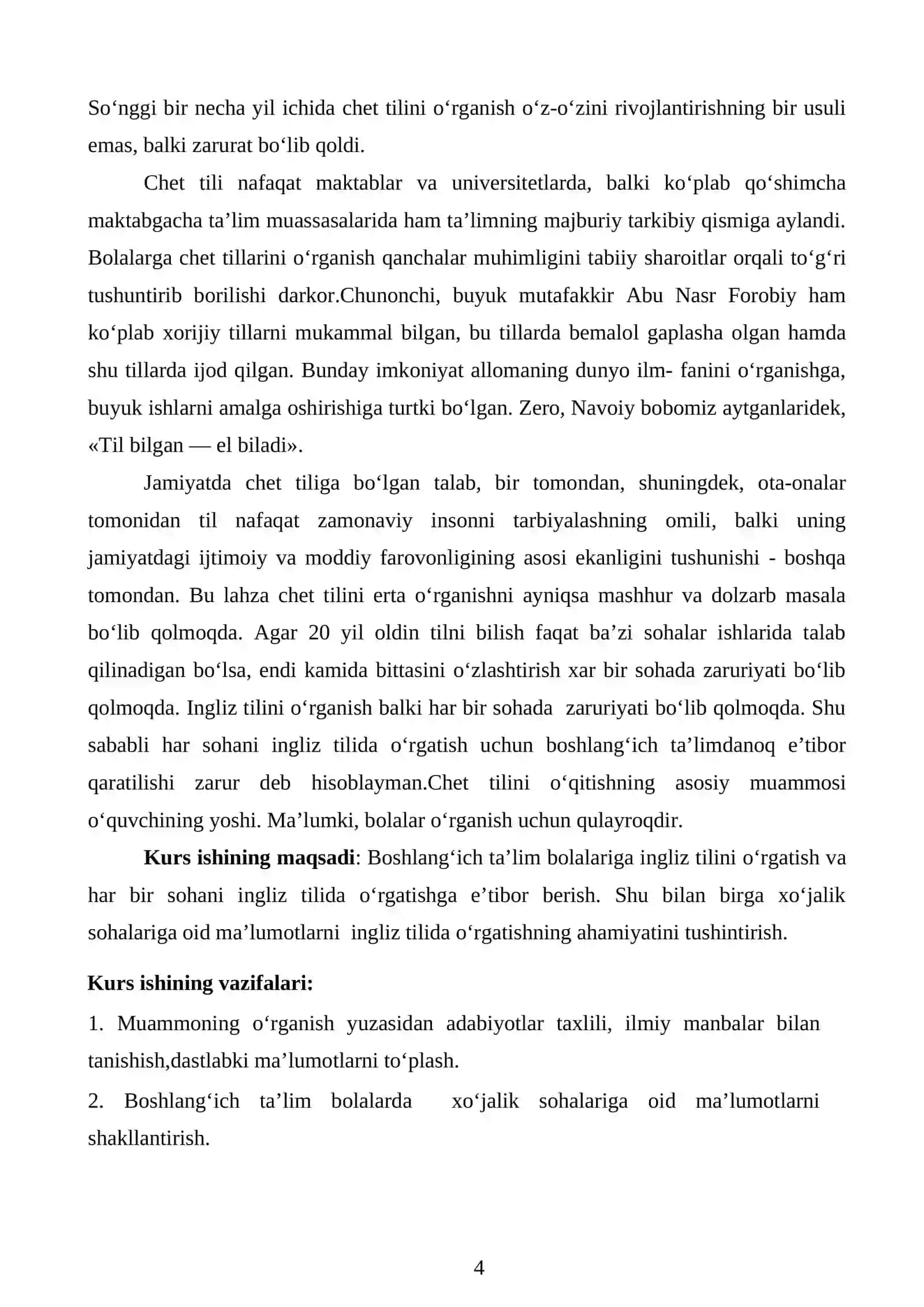INGLIZ TILIDA XO‘JALIK SOHALARI(SANOAT, QISHLOQ XO‘JALIGI VA BOSHQALAR)NI O‘RGATISH ISHLANMA LOYIHASI 4