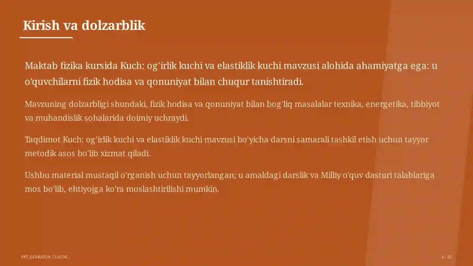Fizika (6–11) — mustaqil o'rganish uchun 4