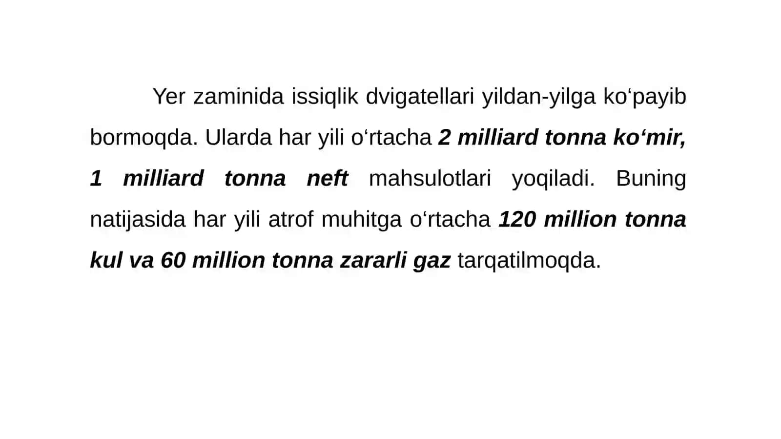 Issiqlik mashinalari va tabiatni muhofaza qilish. 9-sinf fizika fanidan dars ishlanma 4