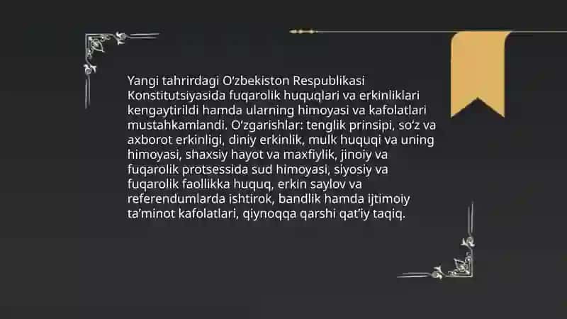Yangi tahrirdagi O‘zbekiston Respublikasi Konstitutsiyasi 4