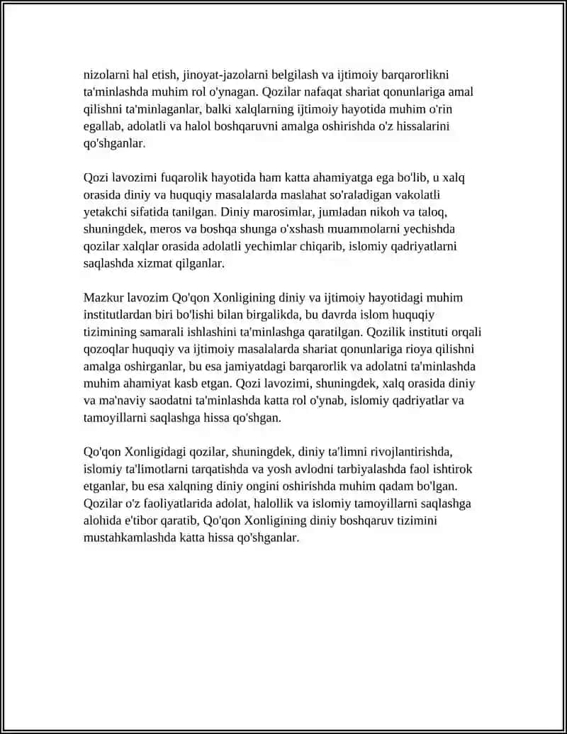 Qo'qon Xonligida qozilik (qazi) instituti 4