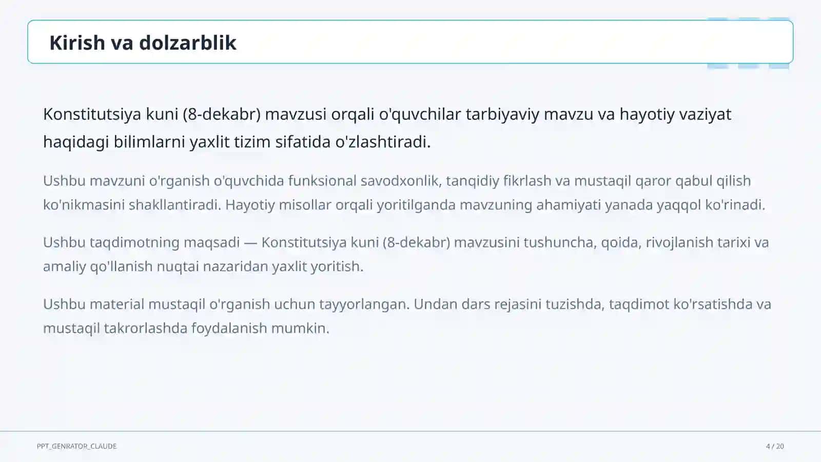 Sinf soati va tarbiyaviy tadbirlar 4