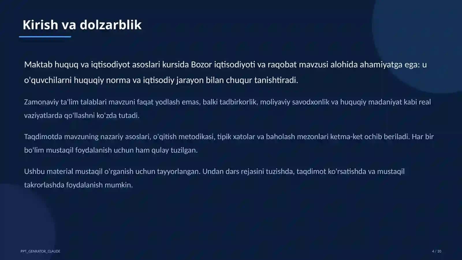 Bozor iqtisodiyoti va raqobat (10-sinf) 4
