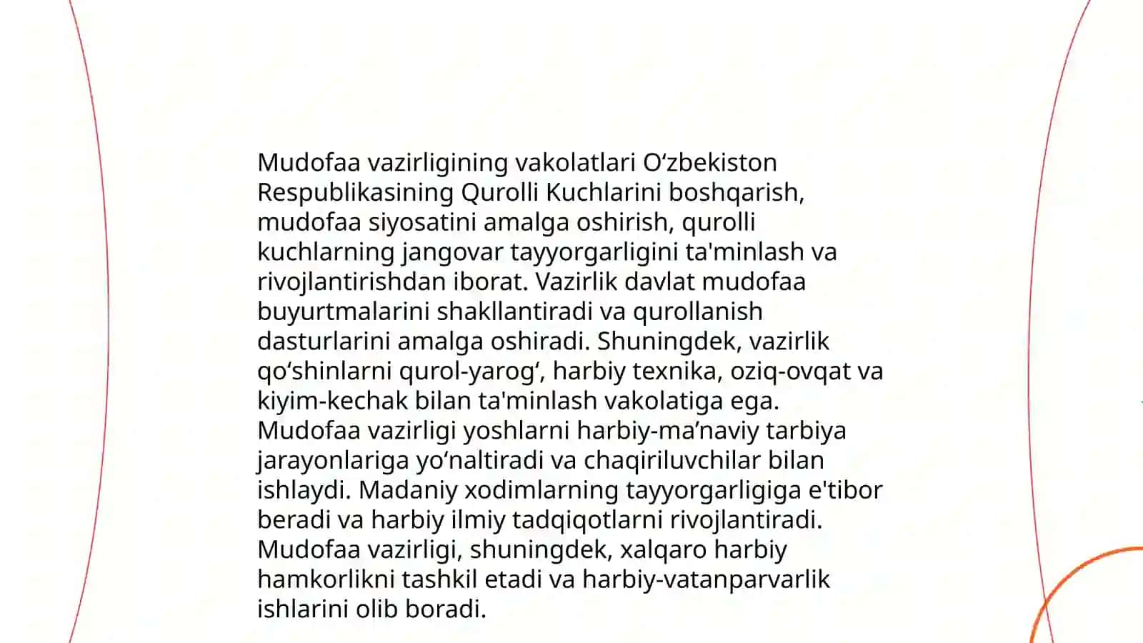 Mudofaa toʻgʻrisida Oʻzbekiston Respublikasining qonuni mudofaani tashkil qilish 4