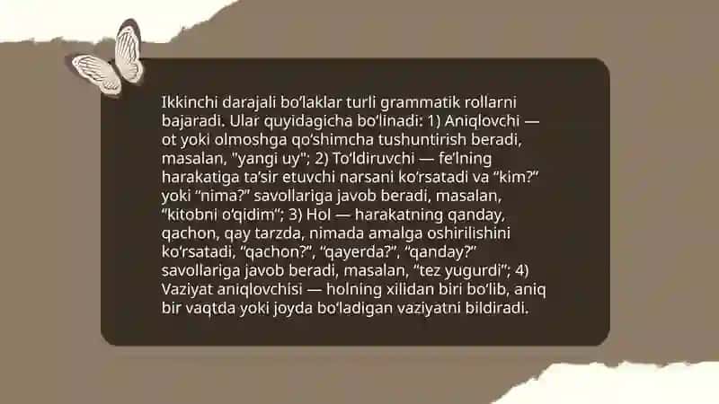 Ikkinchi darajali boʻlaklar 4