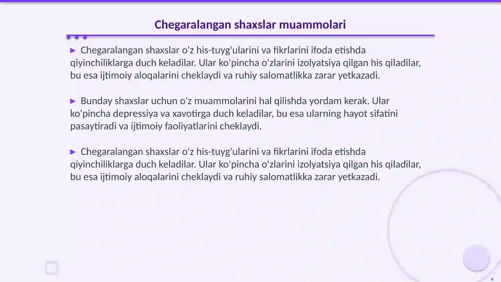 Shaxs taraqqiyotining psixotik, chegaralangan va nevrotik darajalari 4