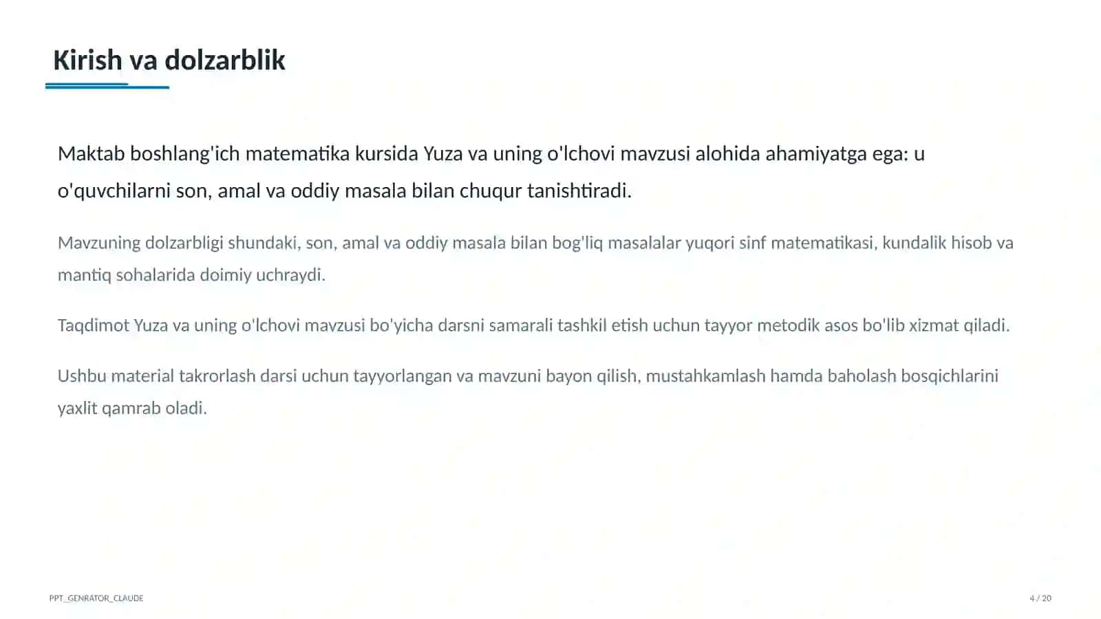 Yuza va uning o'lchovi (3-sinf) 4