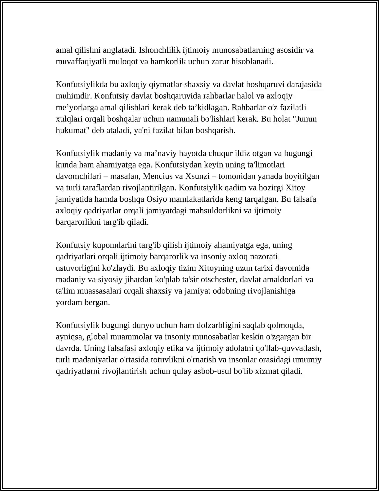 KONFUTSIYLIK TA'LIMOTIDA IJTIMOIY-AXLOQIY MASALALAR 4