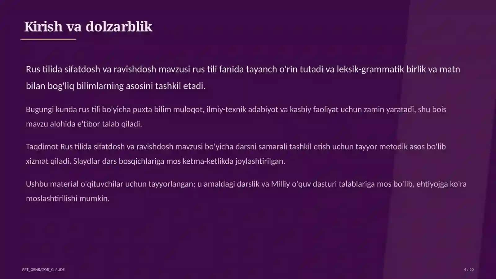 Rus tilida sifatdosh va ravishdosh (7-sinf) 4