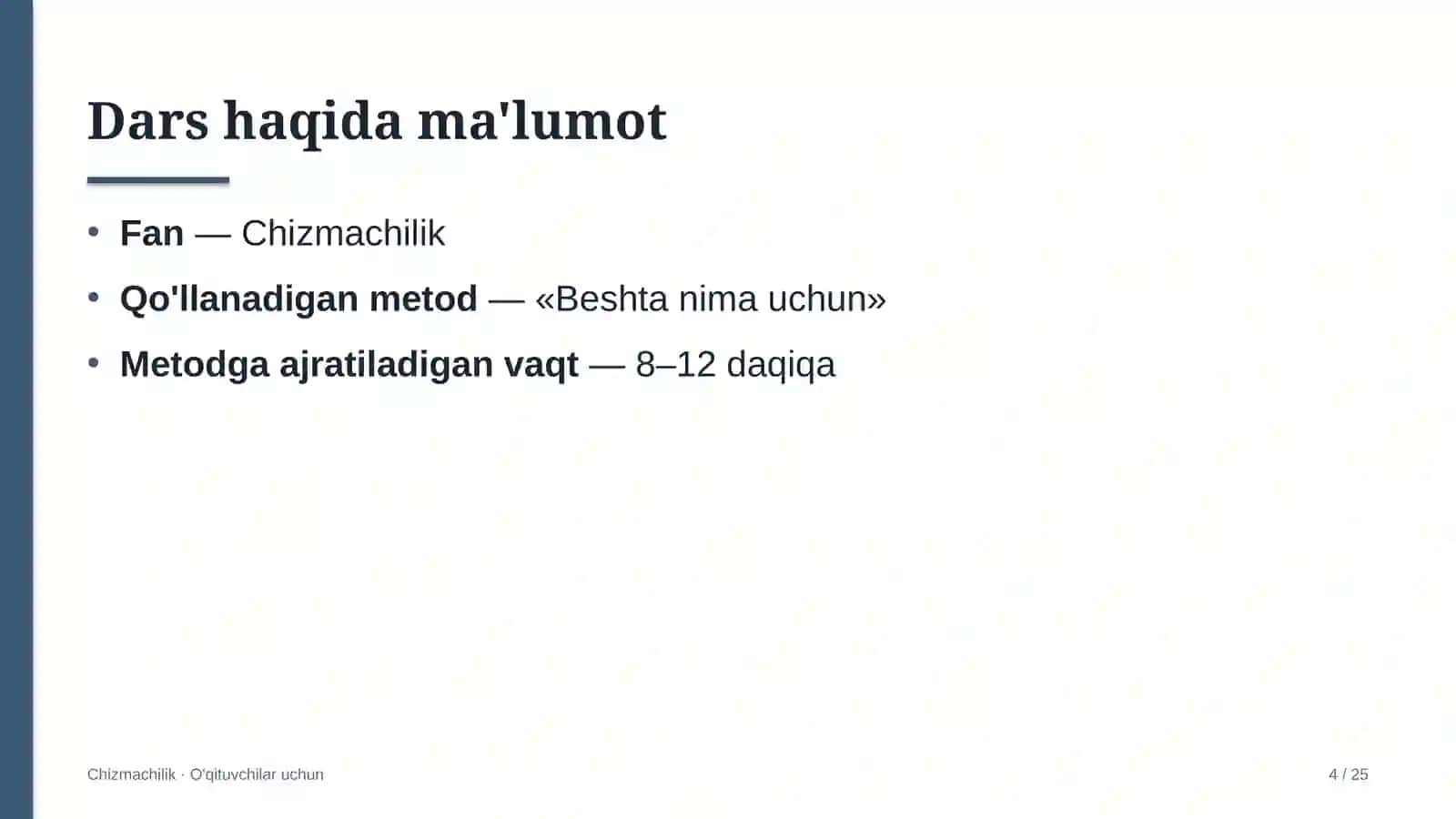 chizmachilik darslarida beshta nima uchun metodidan foydalanish 1667 4