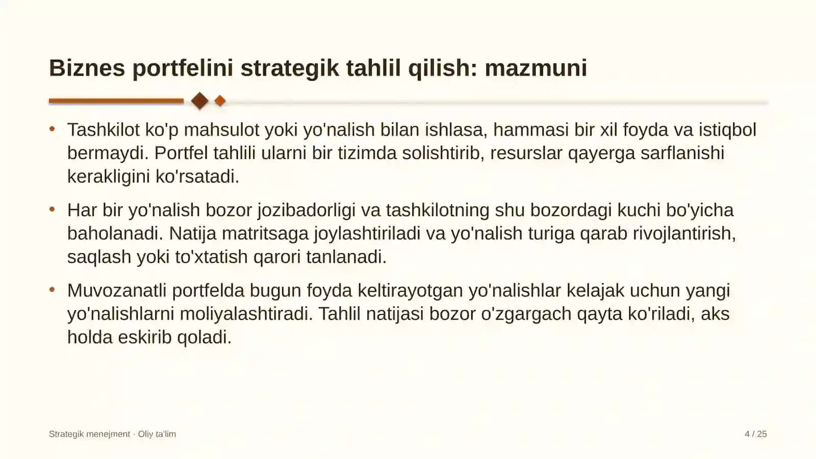 Festival turizmida biznes portfelini strategik tahlil qilish 4