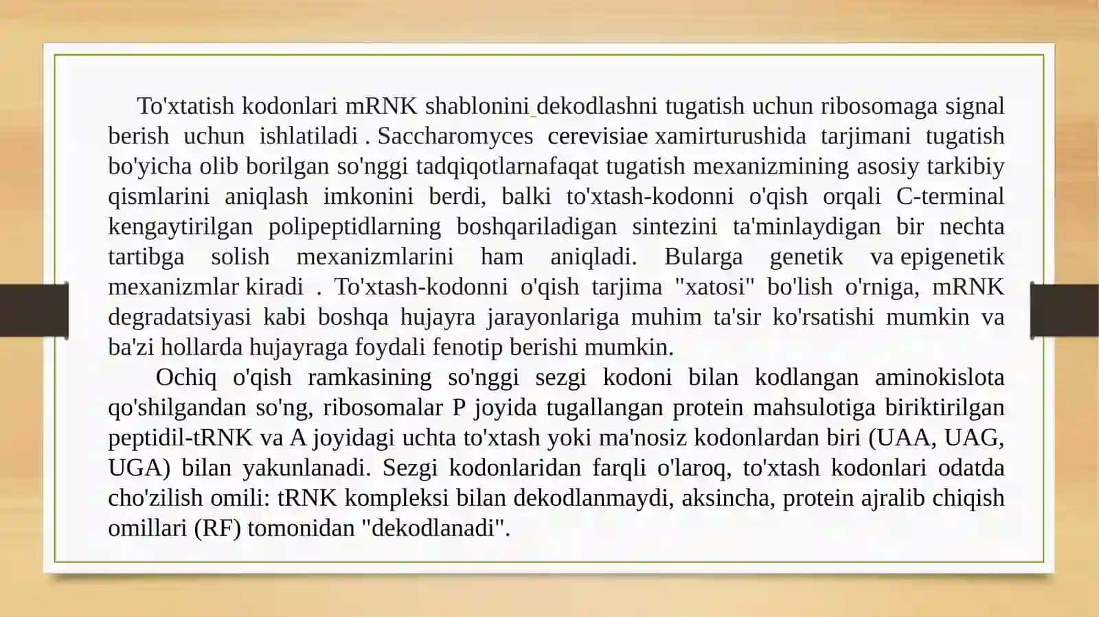 OQSIL BIOSINTEZINING TERMINATSIYA BOSQICHI 4