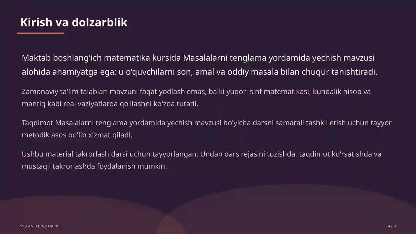 Masalalarni tenglama yordamida yechish (3-sinf) 4
