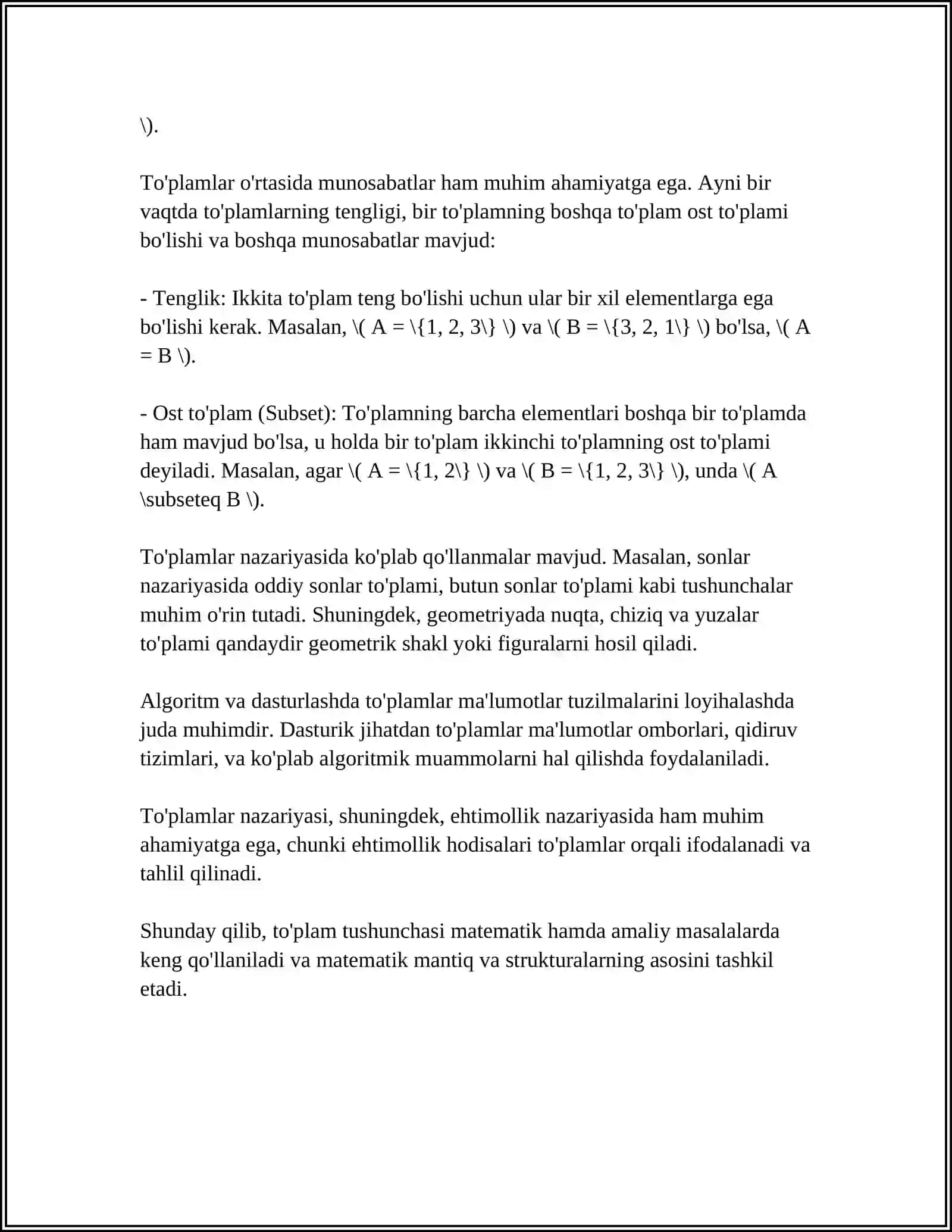 TO'PLAMLAR USTIDA AMALLAR.EYLER-VENN DIAGARAMMASI 4