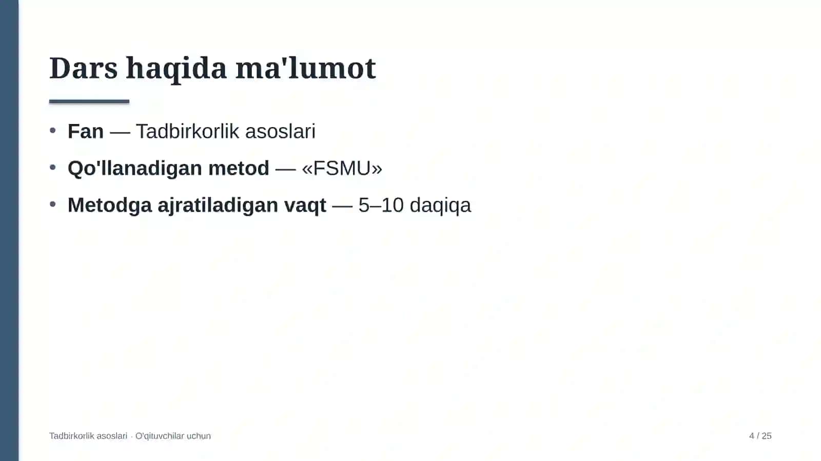 tadbirkorlik asoslari darslarida fsmu metodidan foydalanish 6931 4