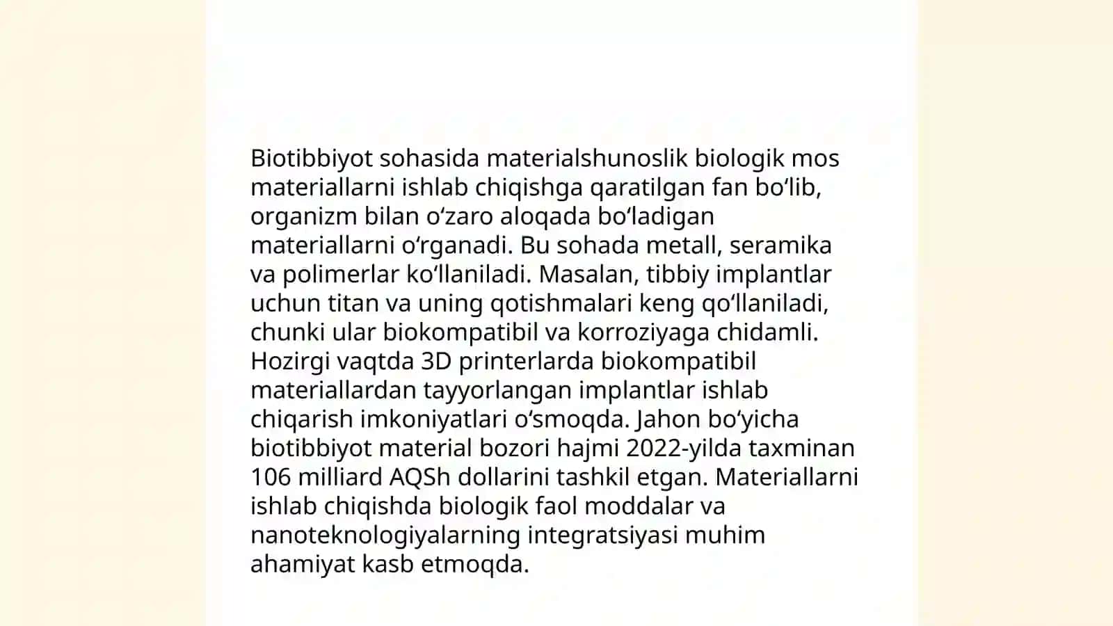 Qattiq oʻtkazuvchan materiallardan biotibbiyot amaliyotida foydalanish 4