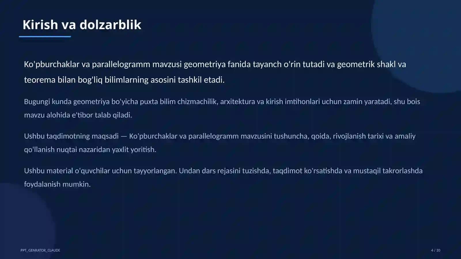 Ko'pburchaklar va parallelogramm (8-sinf) 4