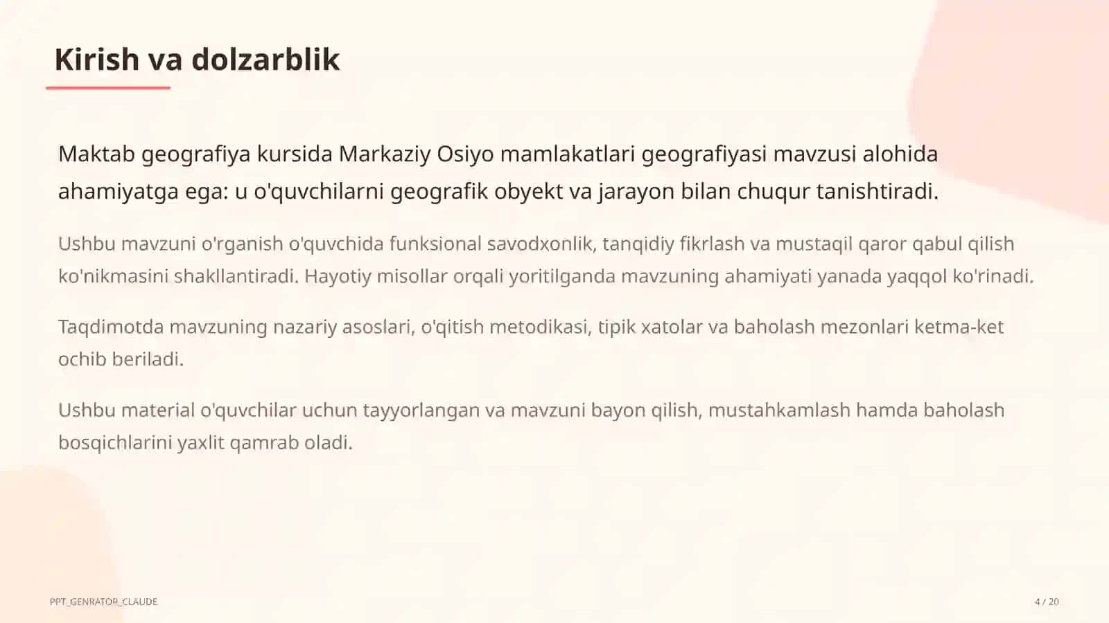 Markaziy Osiyo mamlakatlari geografiyasi (11-sinf) 4