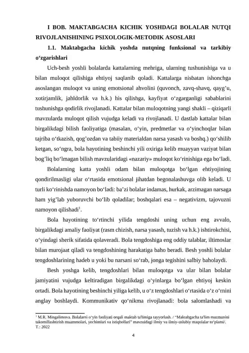 MAKTABGACHA KICHIK YOSHDAGI BOLALAR NUTQINI O‘STIRISHNING METODIK MASALALARI 4