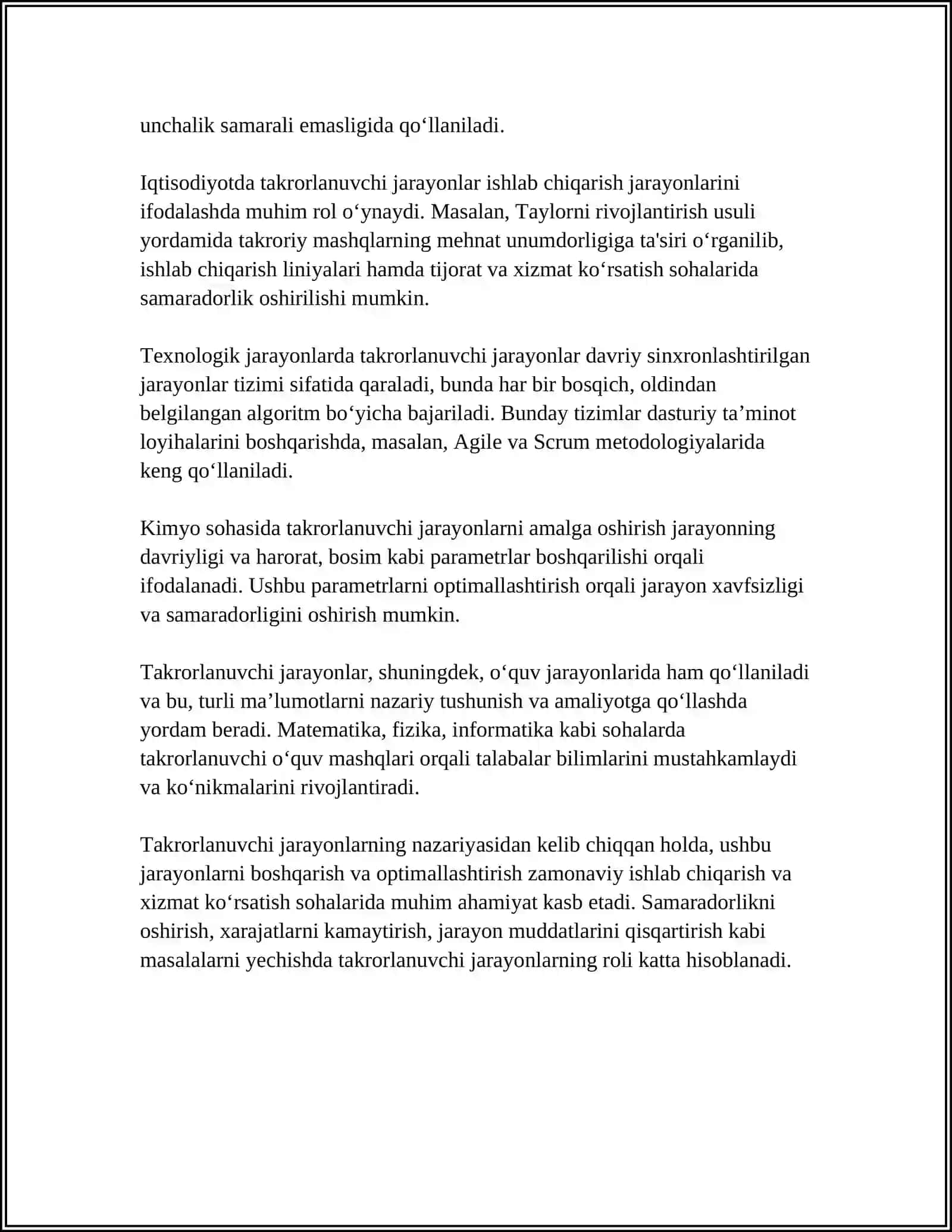 ICHMA OCH JOYLASHGAN TAKRORLANUVCHI JARAYONLARNI TASHKIL ETISH 4