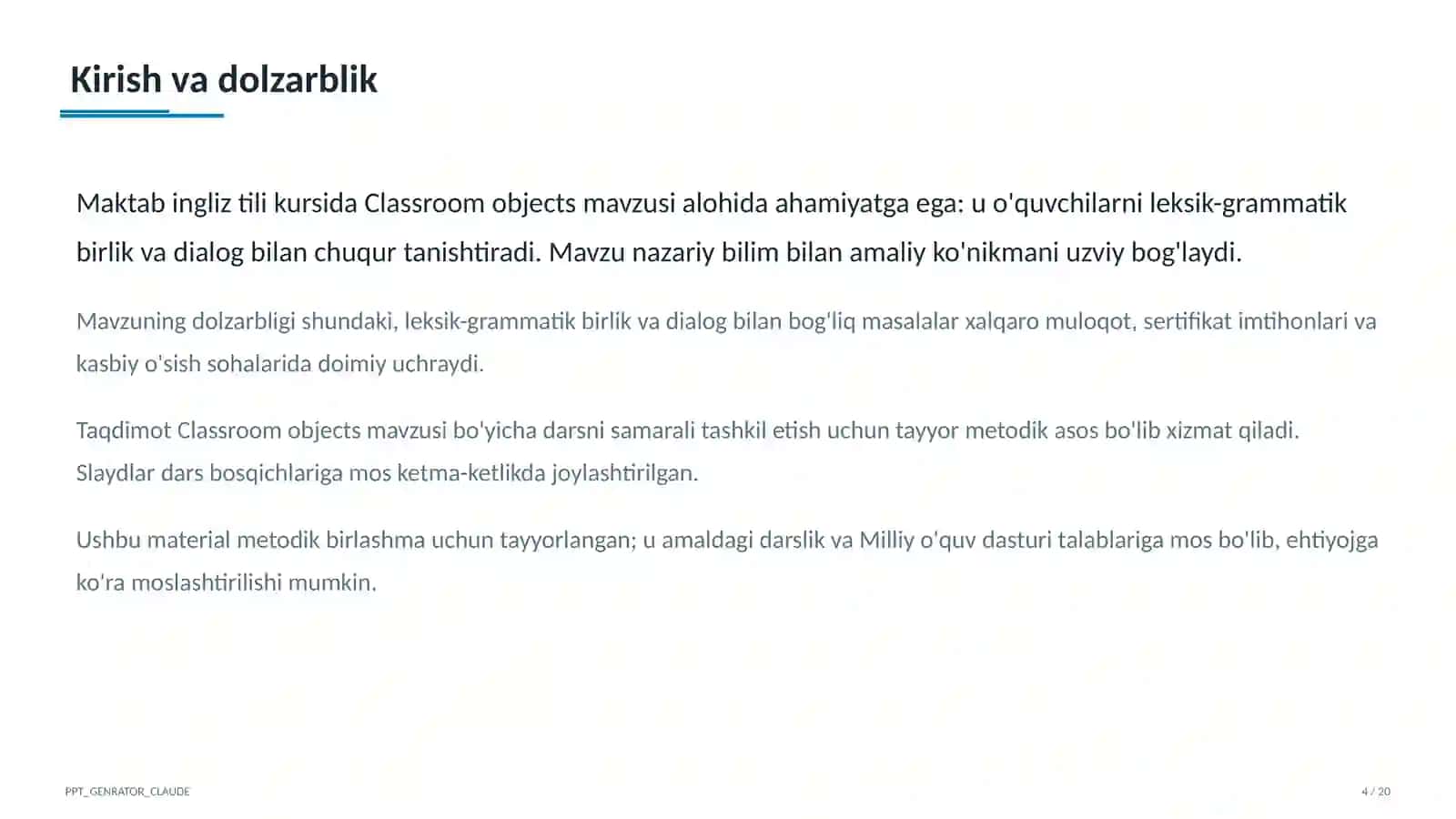 Classroom objects (2-sinf) 4