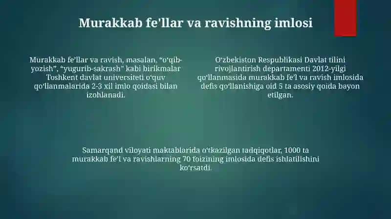 Chiziqcha bilan yoziladigan so'zlat imlosi 4