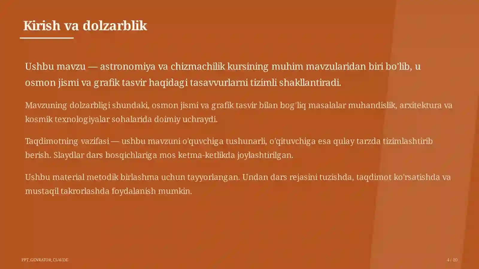 Chizmachilik asoslari: chizma asboblari va formatlar (8-sinf) 4