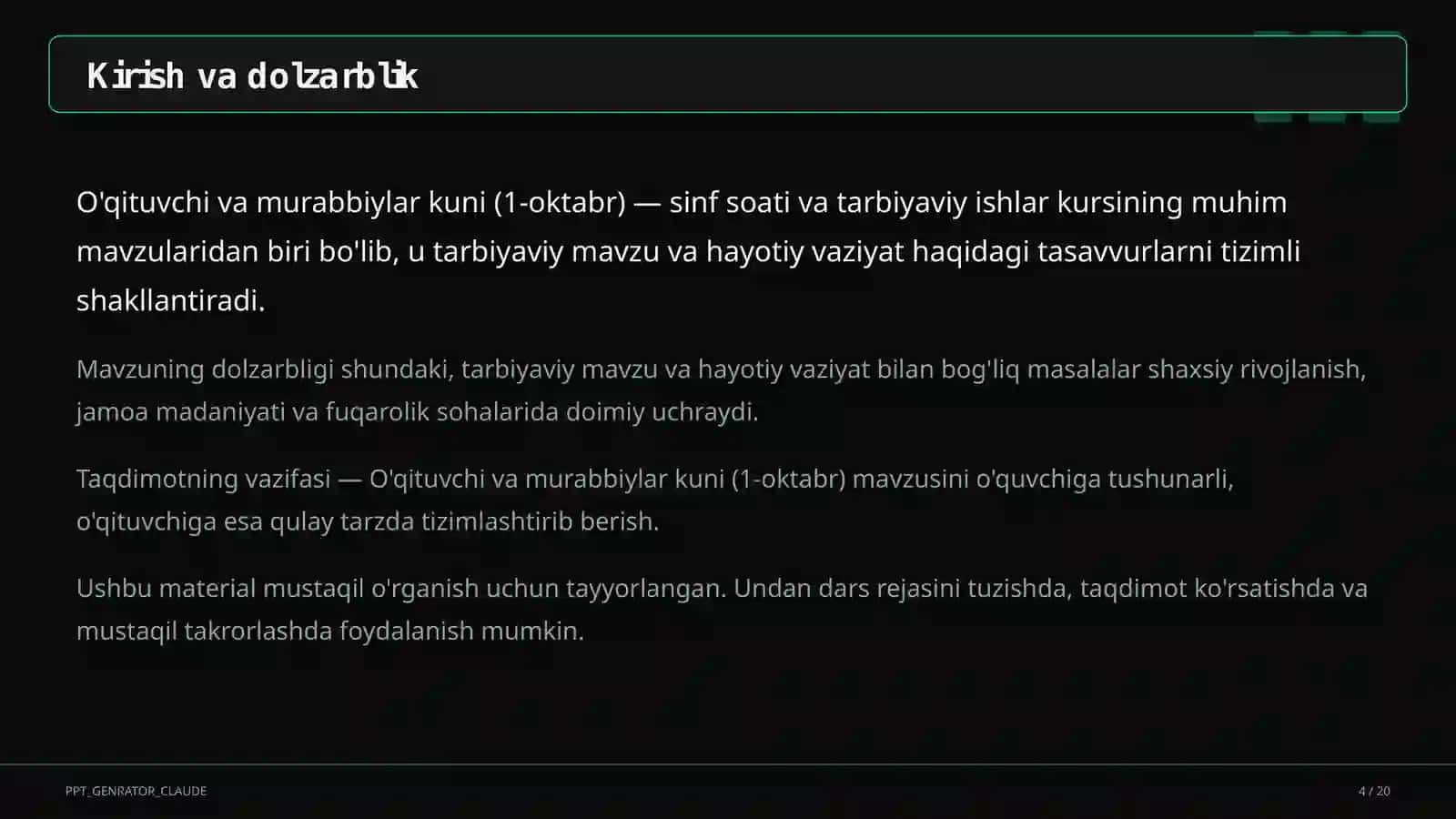 O'qituvchi va murabbiylar kuni (1-oktabr) 4