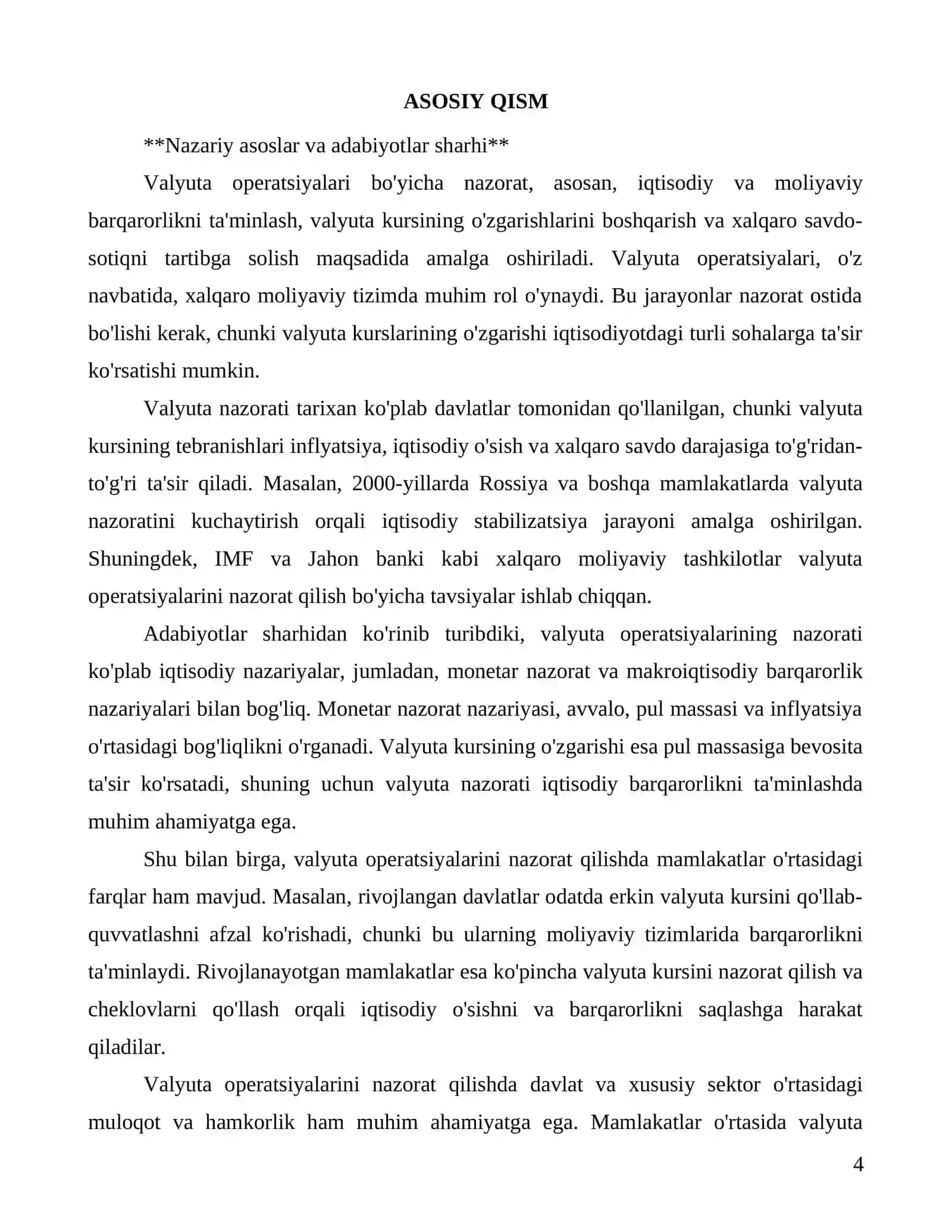 Valyuta operatsiyalarini nazorat qilishning ahamiyati va usullari 4