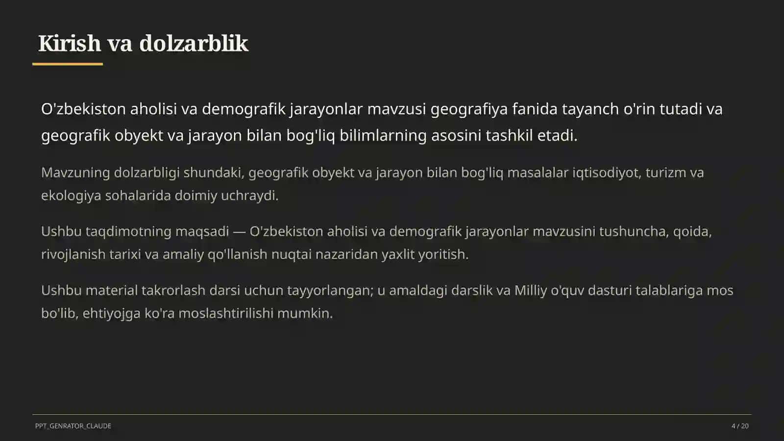 O'zbekiston aholisi va demografik jarayonlar (9-sinf) 4