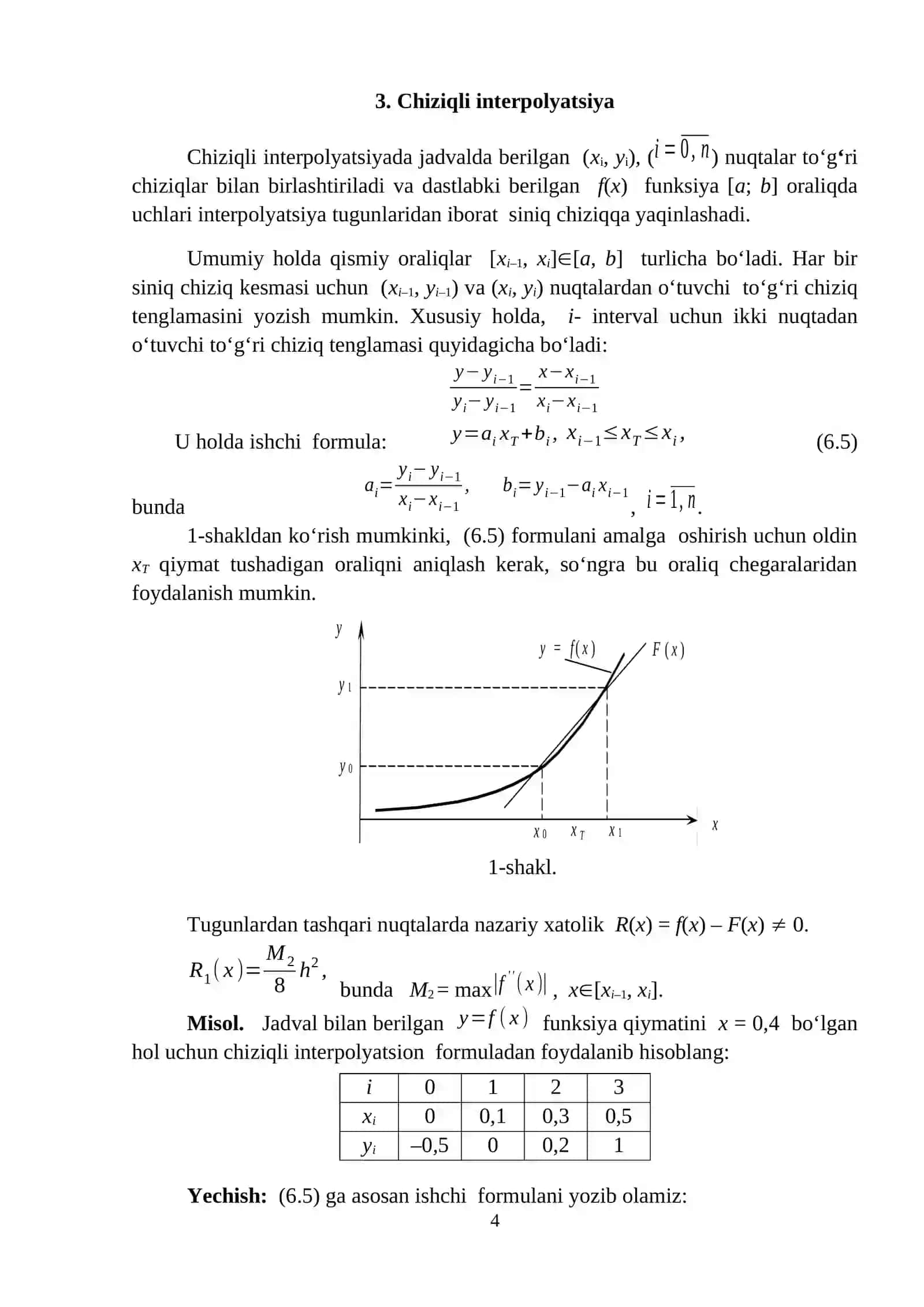 Funksiyalarni lagranj interpolyatsion formulasi yordamida approksimatsiyalash va egri chiziq yasash 4