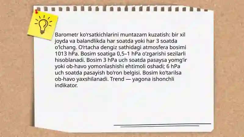 Atmosfera bosimining amalda namoyishini koʻrish 4