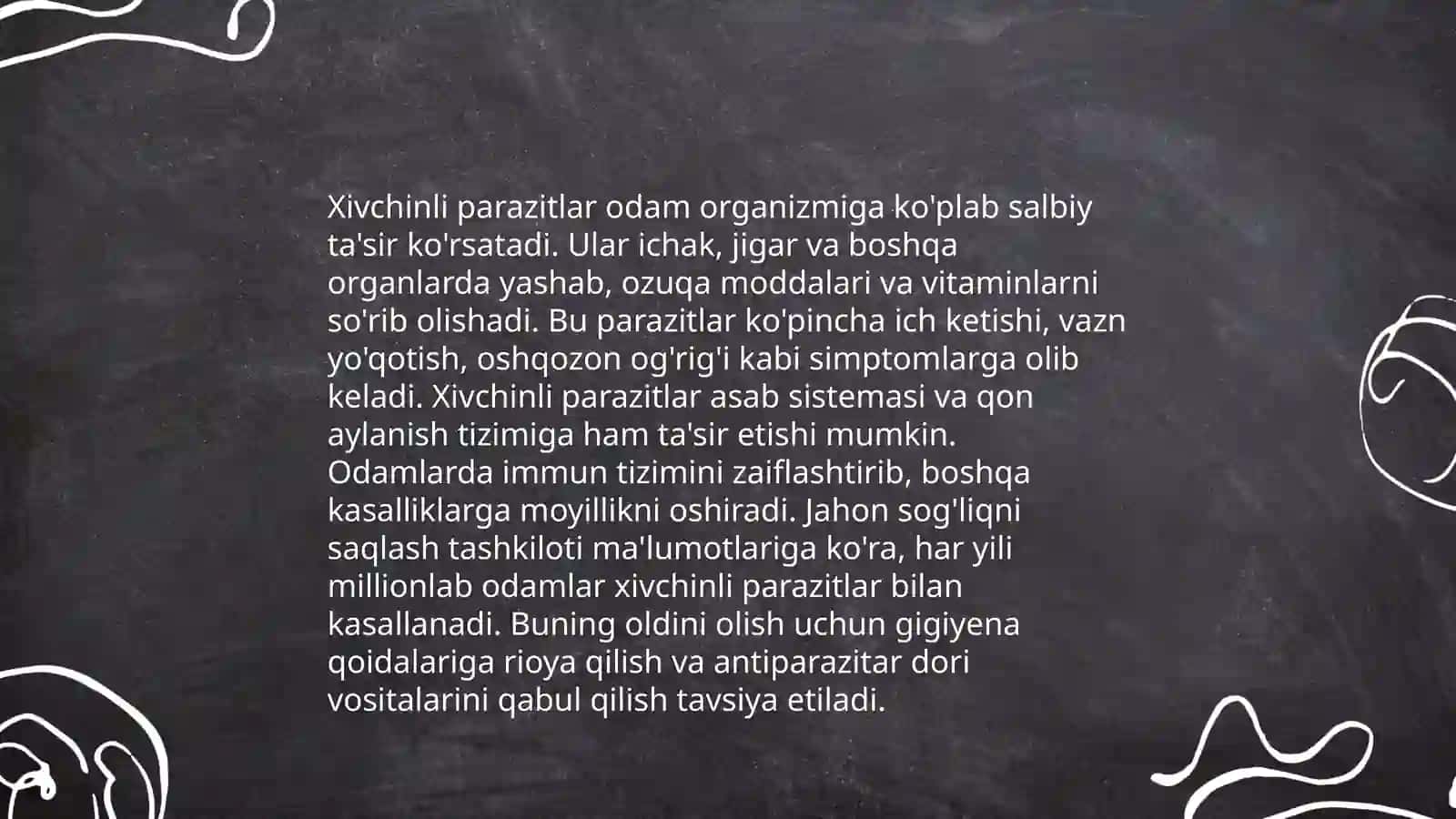 Tibbiy protrologiya.Xivchinlilar odam parazitlari: tripanasomalar leyshmaniyalar trixomandalar lyambliyalar 4